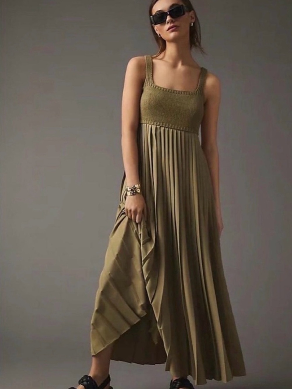 Anthropologie x Mare Mare Pleated
Olive Maxi Dress